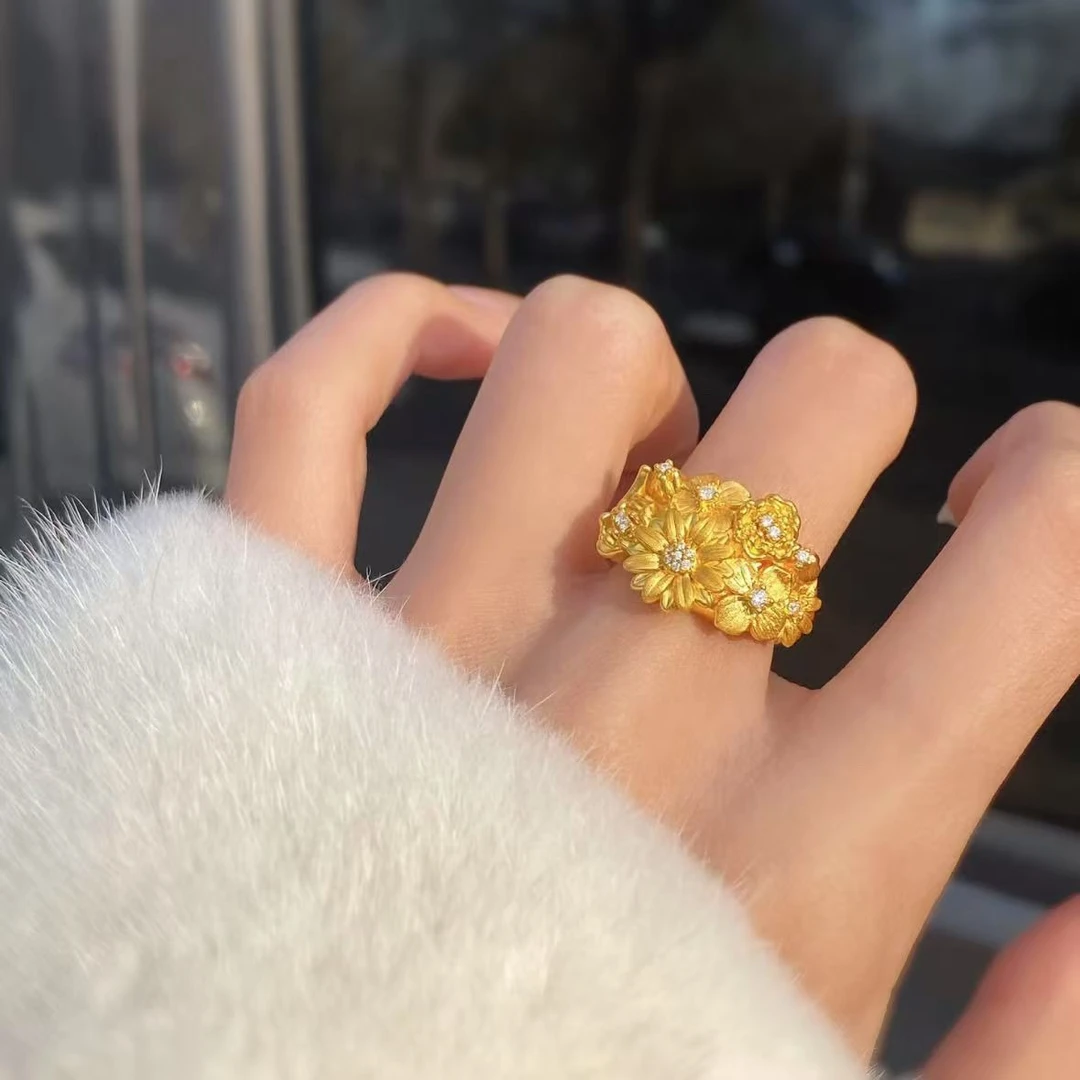 铜合金戒指 铜合金繁花活口戒指