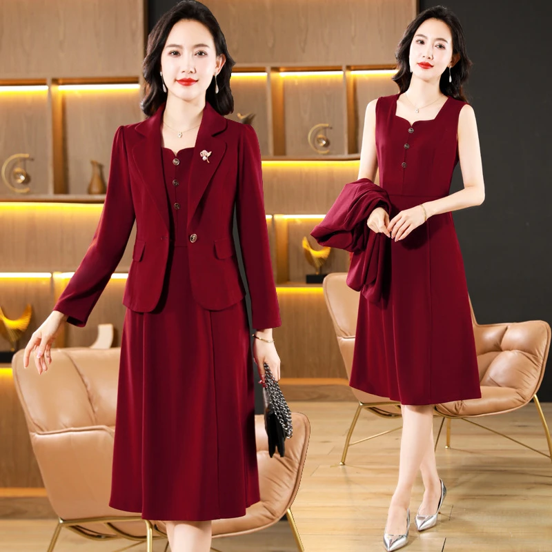 喜婆婆婚宴平时可穿连衣裙秋季2025新款妈妈结婚礼服套装