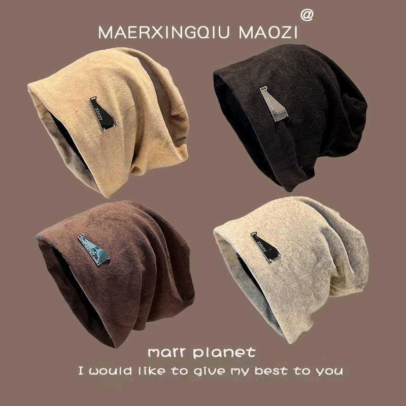 韩版户外冷帽针织帽秋冬百搭春秋休闲女包头帽加厚帽子高级帽子