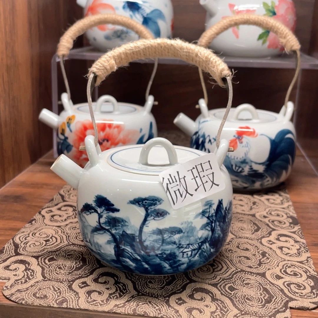 釉下手绘茶具微瑕