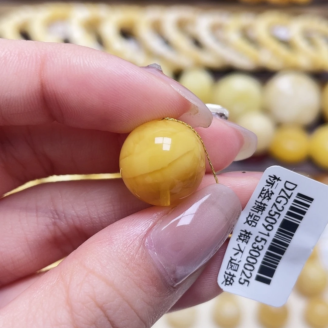 琥珀未镶嵌裸石14.7mm圆珠瑕
