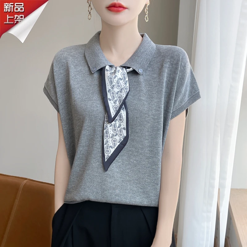 品牌2025夏季新款polo领短袖女装设计感休闲百搭洋气针织衫上衣