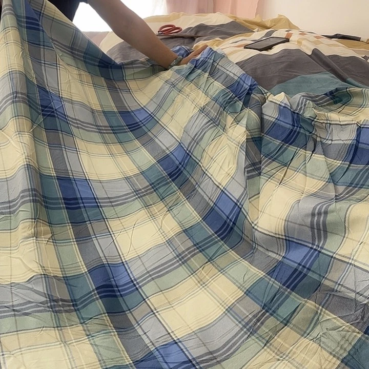 棉长绒棉米蓝学生格2米