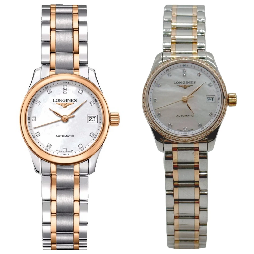 99新 Longines/浪琴 名匠128/机械/玫瑰金贝母钻刻/表径25.5mm