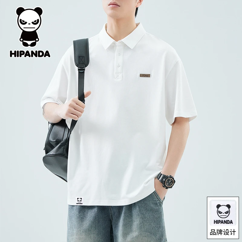 HiPanda你好熊猫男士T恤短袖POLO衫夏季穿搭宽松潮流薄款翻领上衣