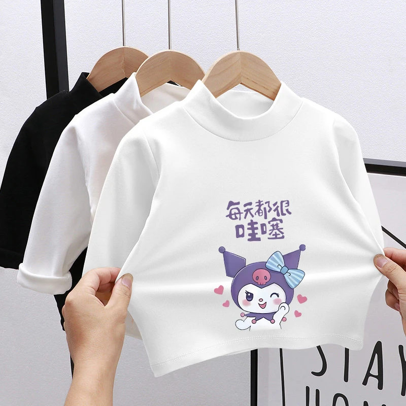 儿童保暖内衣德绒打底衫秋冬洋气女童保暖上衣长袖T恤半高领潮款