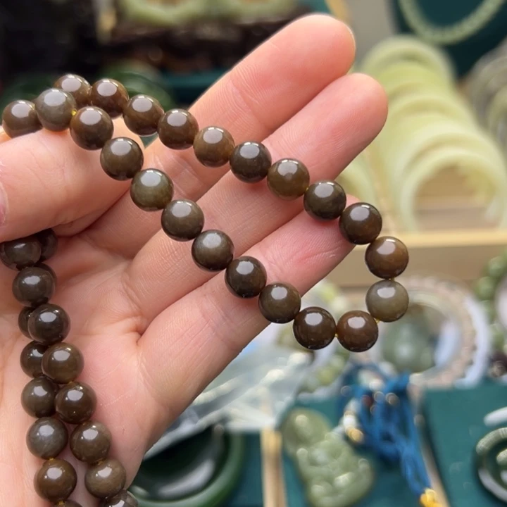 和田玉（糖玉）手链未镶嵌且末糖卡8