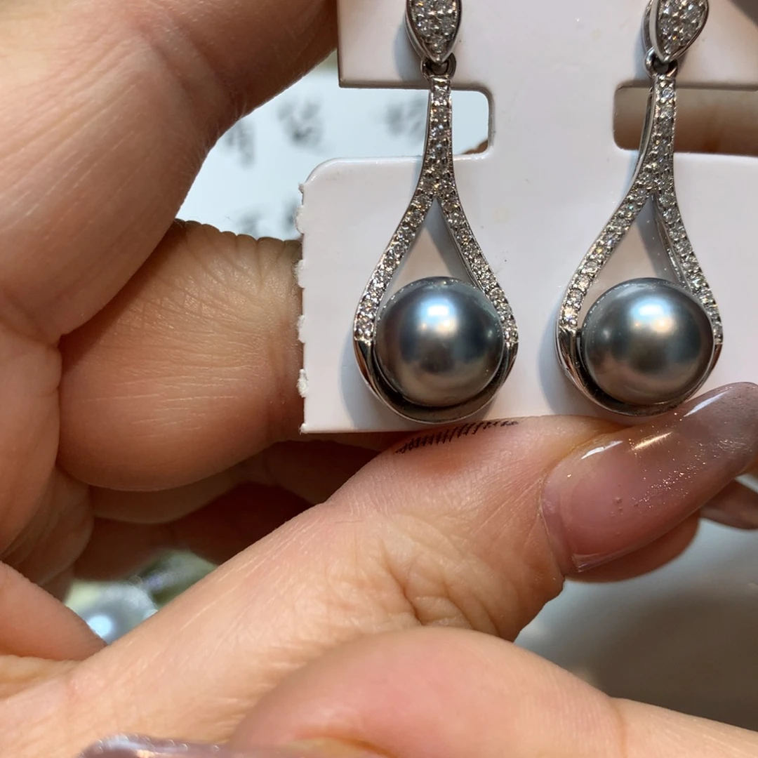 海水珍珠耳饰银S925镶嵌