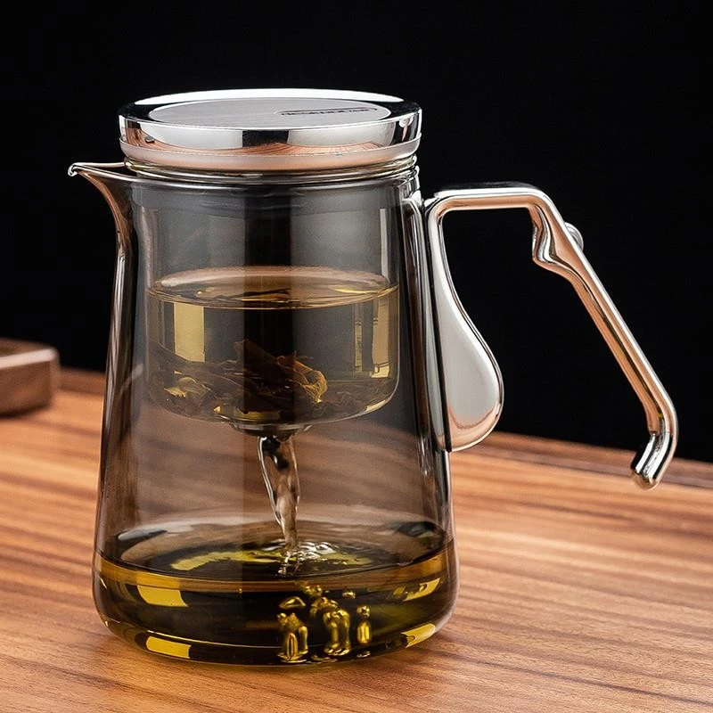 磁吸飘逸杯泡茶壶无杆一键下水高档办公茶具一键过滤茶水分离杯子