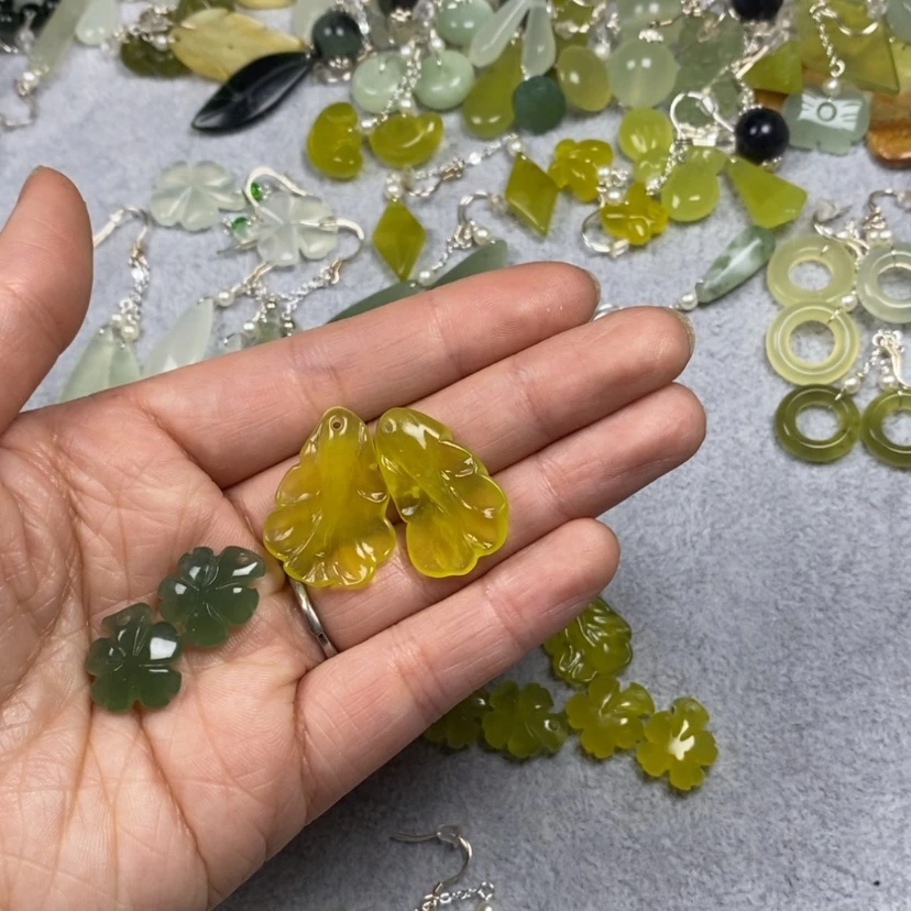 【闪购商品】蛇纹石玉挂件耳饰耳环项链未镶嵌一*