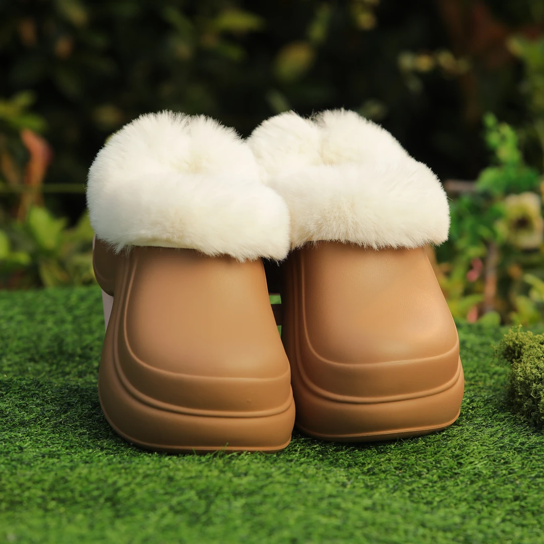 舒十八冬季新款增高防水台加厚保暖防滑百搭包头女棉拖鞋居家毛绒