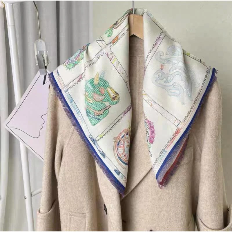 1192 商务田园风卡通女个性百搭夏季丝巾仙女风贝果复古风围巾