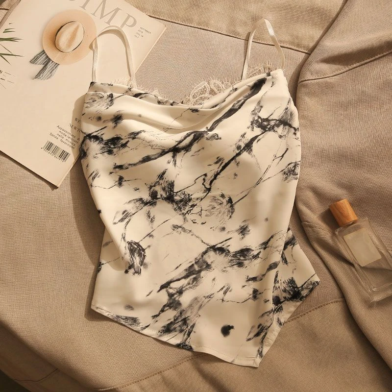 白色蕾丝吊带背心女夏外穿美背性感纯欲辣妹新中式国风不规则上衣