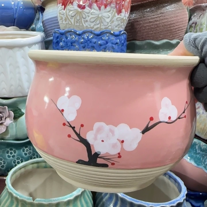 凑9块包邮，有孔，陶瓷花盆