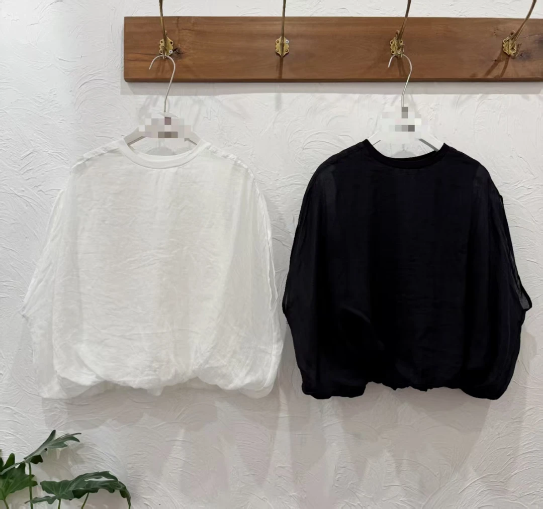 别出新裁33085日系原创设计圆领无袖套头衬衫    衣长50