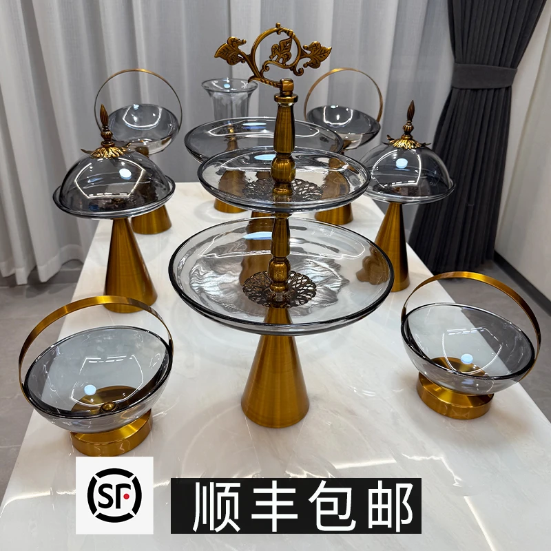 ZG/中歌【新疆包邮】欧式轻奢10头玻璃果盘高档透明干果盘餐具家用