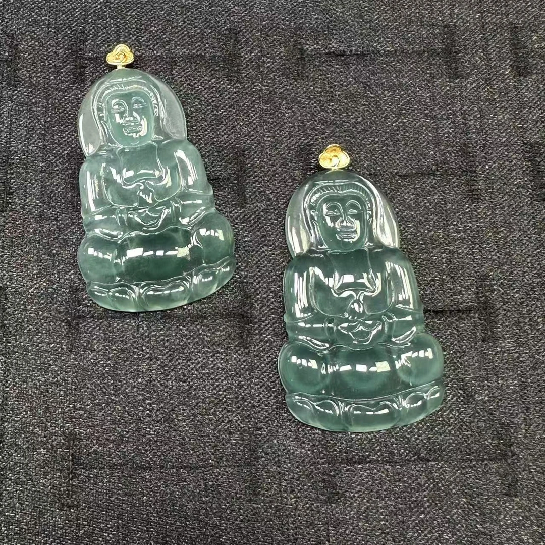 【玉经纶】72017/Q30-天然A货翡翠观音吊坠-多样性发其一