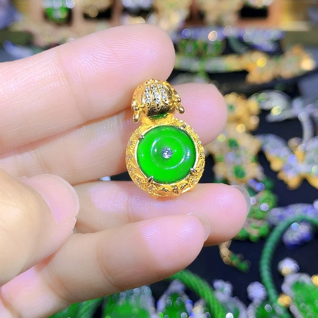 吊坠(不含链)银S925镶嵌翡翠