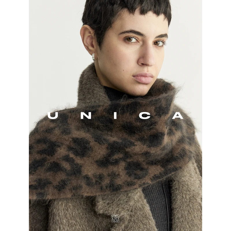 UNICA时髦点睛提花100羊绒拉毛豹纹_毛茸柔雾体感双面百搭围巾