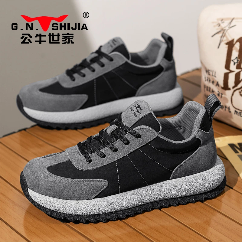 公牛世家夏季男鞋透气爆款经典德训鞋男士时尚休闲运动厚底老爹鞋