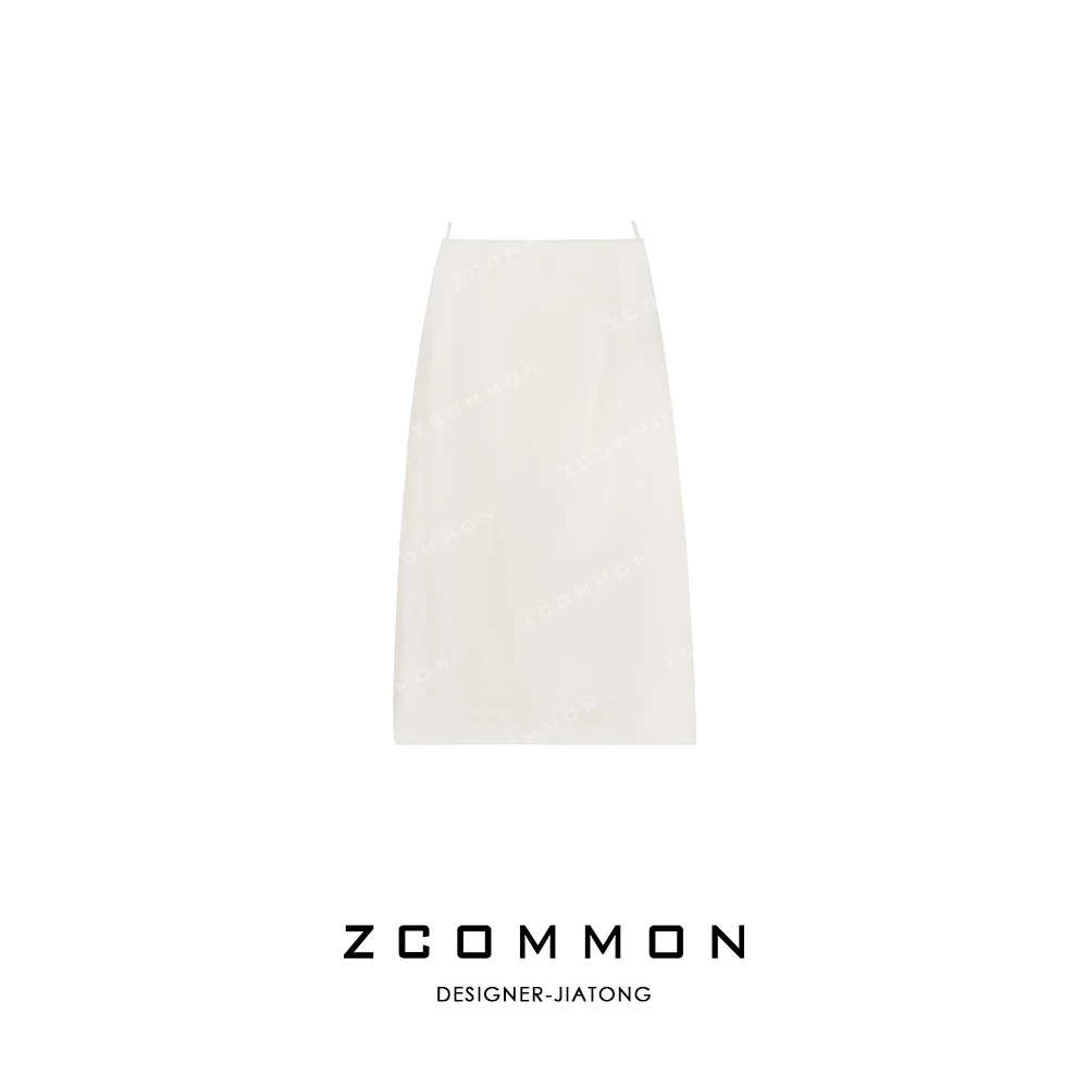 Z common真丝欧根纱气质轻奢双层一步裙时尚开叉半身裙 2508036