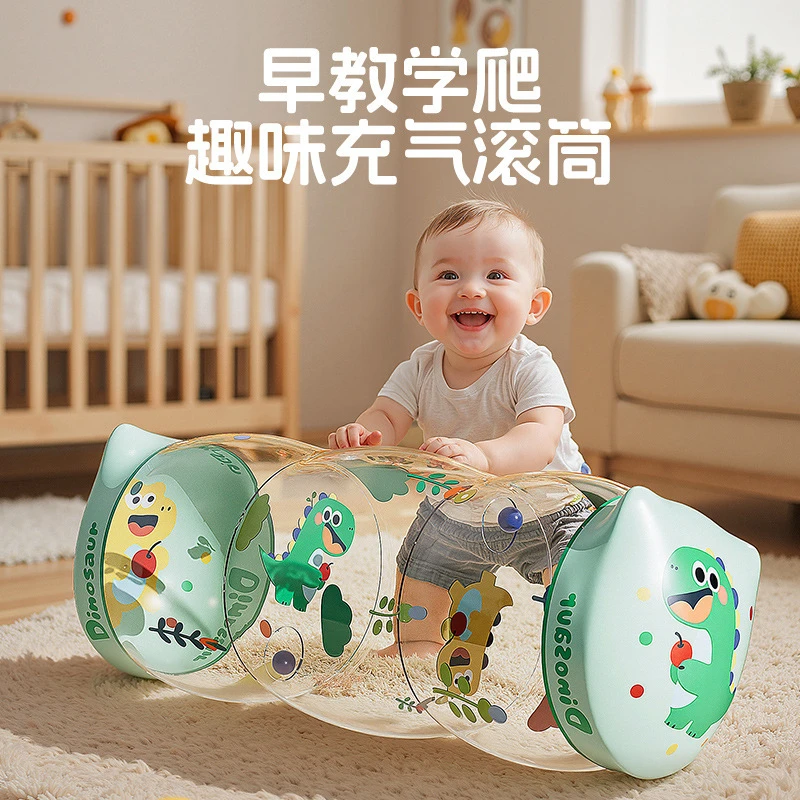 充气滚筒PVC婴幼儿早教学爬带铃铛 宝宝儿童玩具