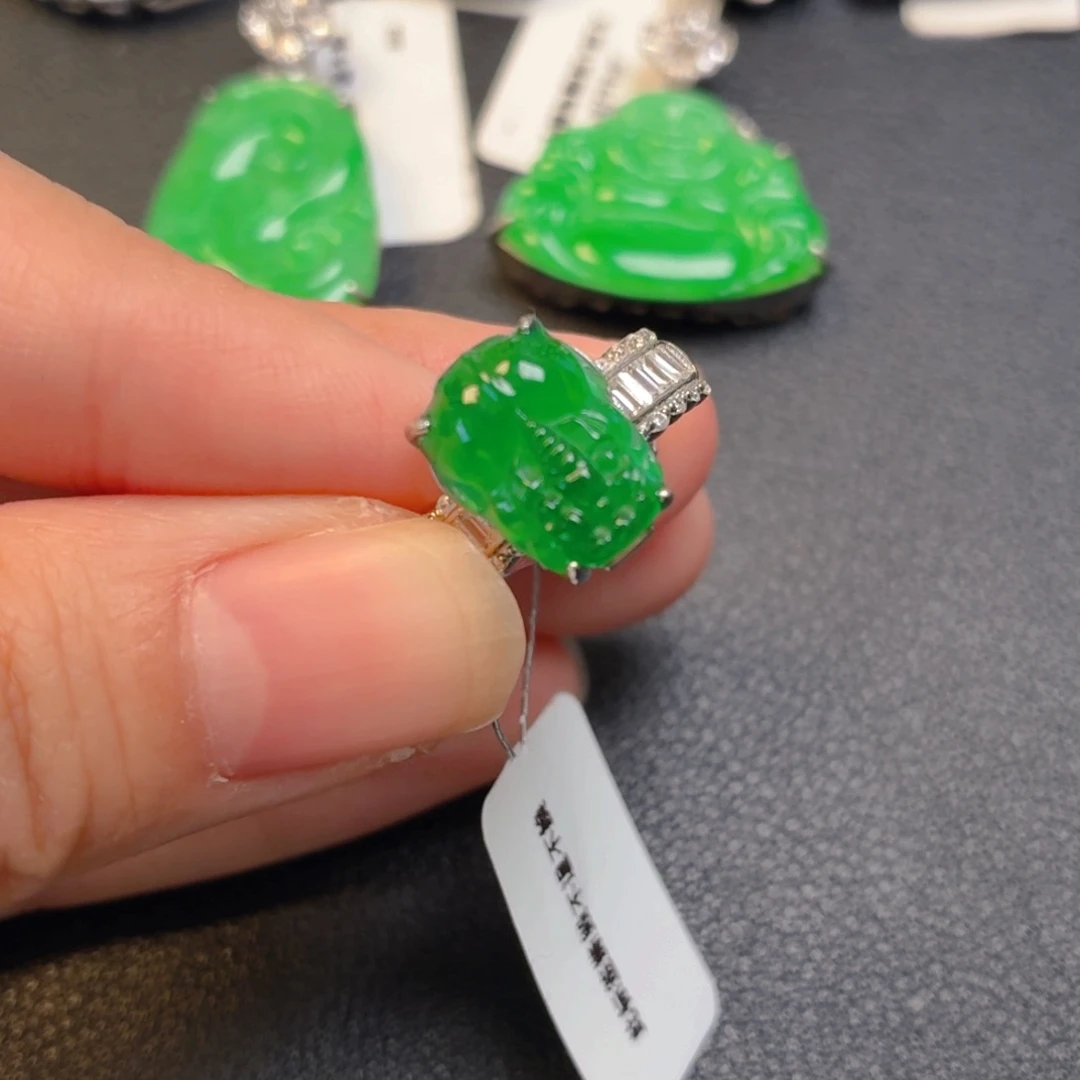翡翠银S925镶嵌吊坠(不含链)戒指