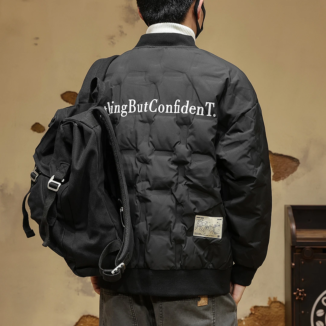 高级感轻薄短款羽绒服男士棒球领上衣冬季防寒保暖情侣外套白鸭绒