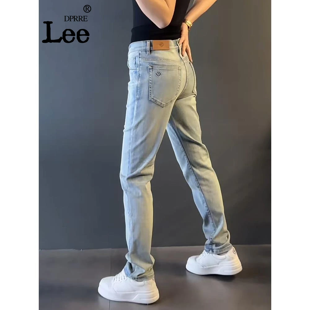 秋冬薄款大码男士时尚新款微修身天丝牛仔裤直筒高级感休闲裤百搭