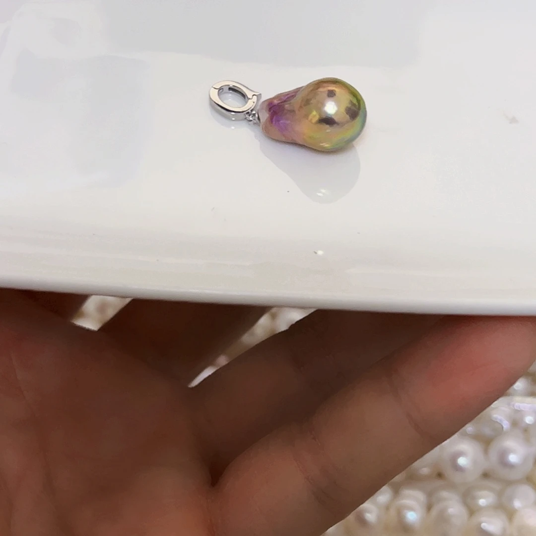 淡水珍珠吊坠(不含链)银S925镶嵌