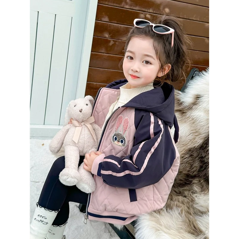 巴拉童年男孩女孩女童加绒外套秋冬款2025新款洋气棉衣儿童夹棉棒