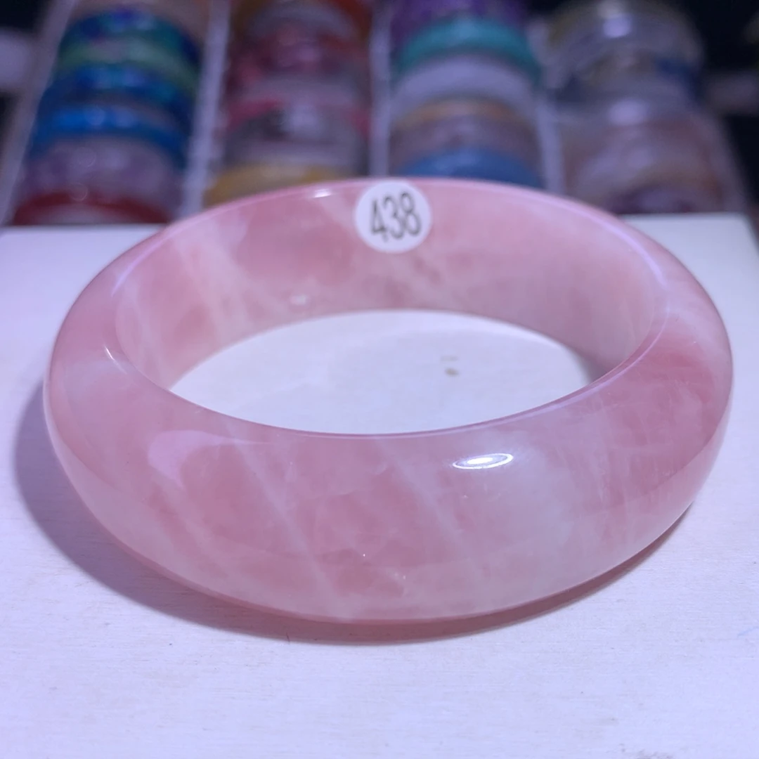 银S925镶嵌手镯水晶老矿粉晶56.4圈438