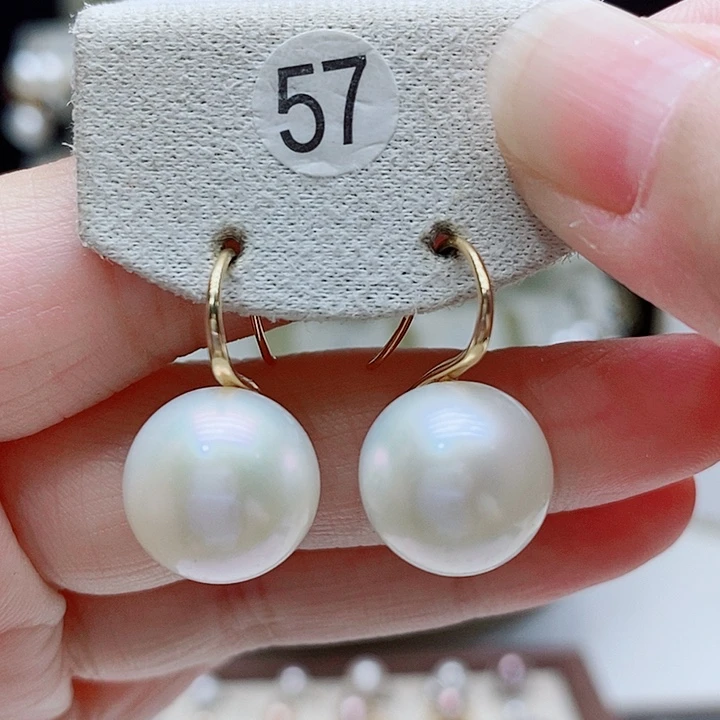 银S925镀金镶嵌淡水珍珠耳饰