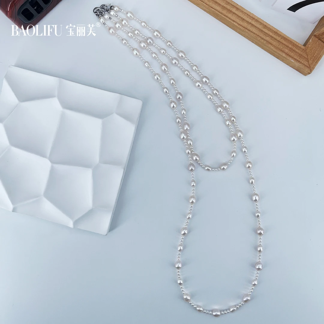 宝丽芙满天星辰双排淡水珍珠毛衣链