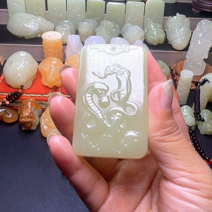 石材方解石手把件