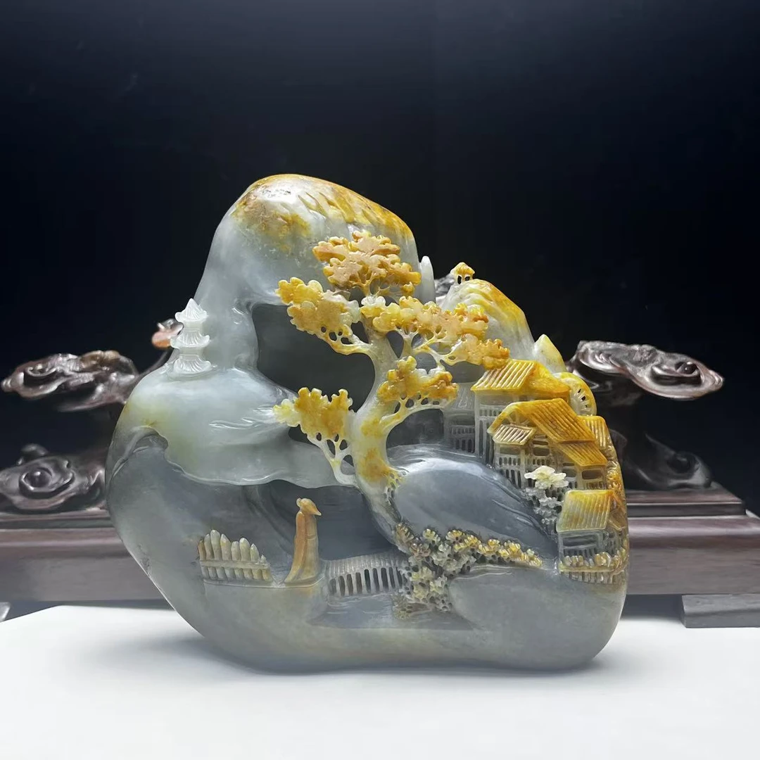 A143 和田玉青花山水摆件 HY80774666