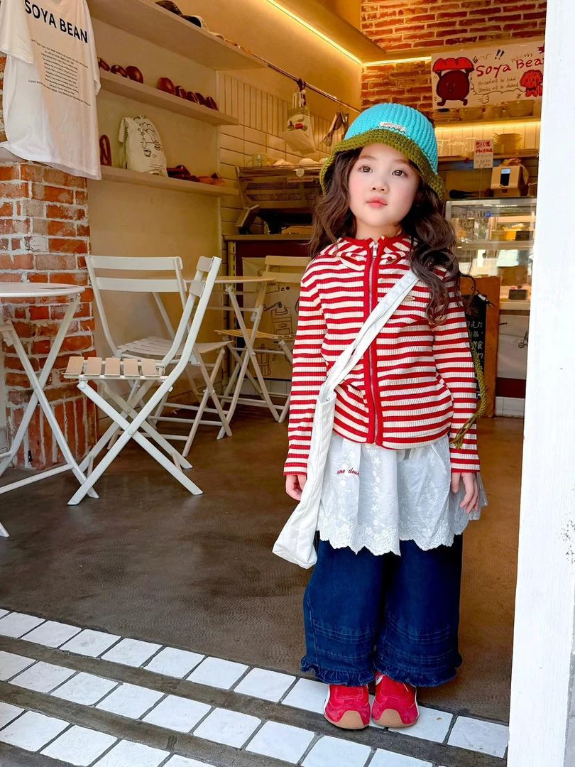 【XTL】2025新秋红色条纹修身甜辣休闲外套1714