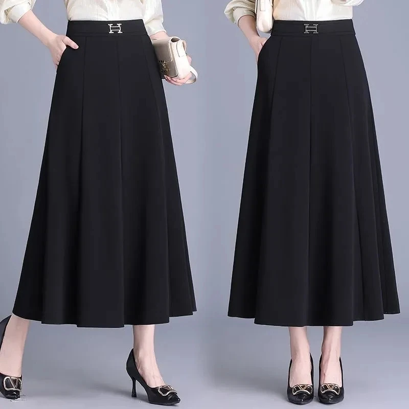 A字裙高腰半身裙2025春秋新款显瘦高档百搭休闲中长款显瘦伞裙