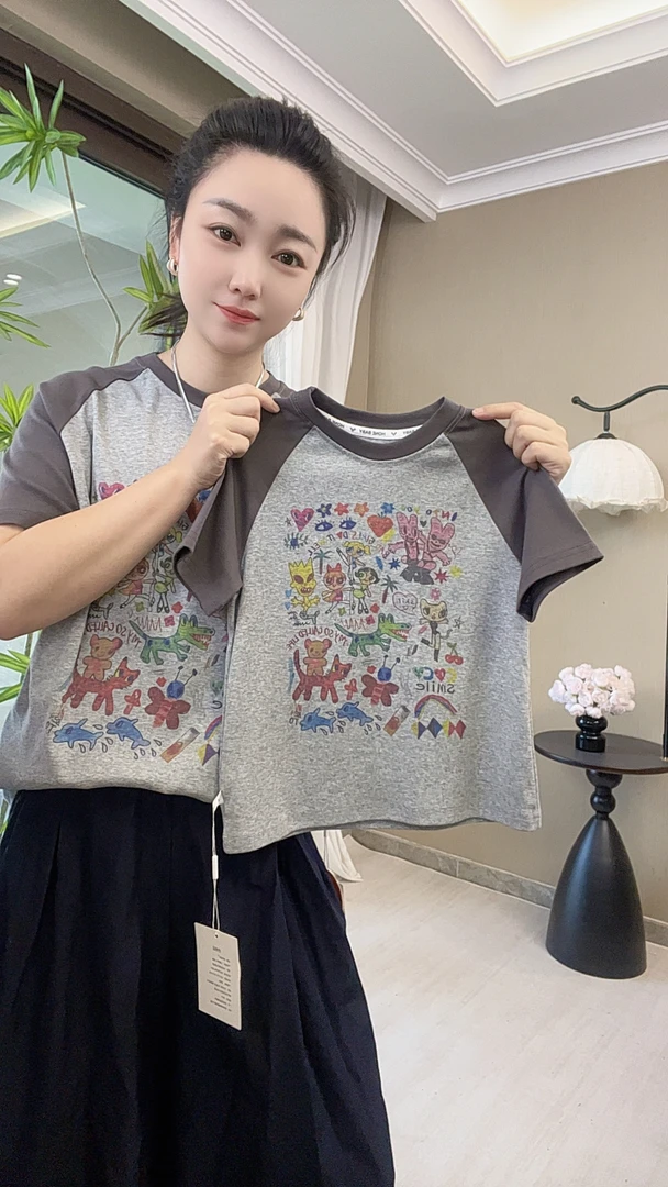 夏季新款亲子款时尚百搭潮流印花短袖体恤