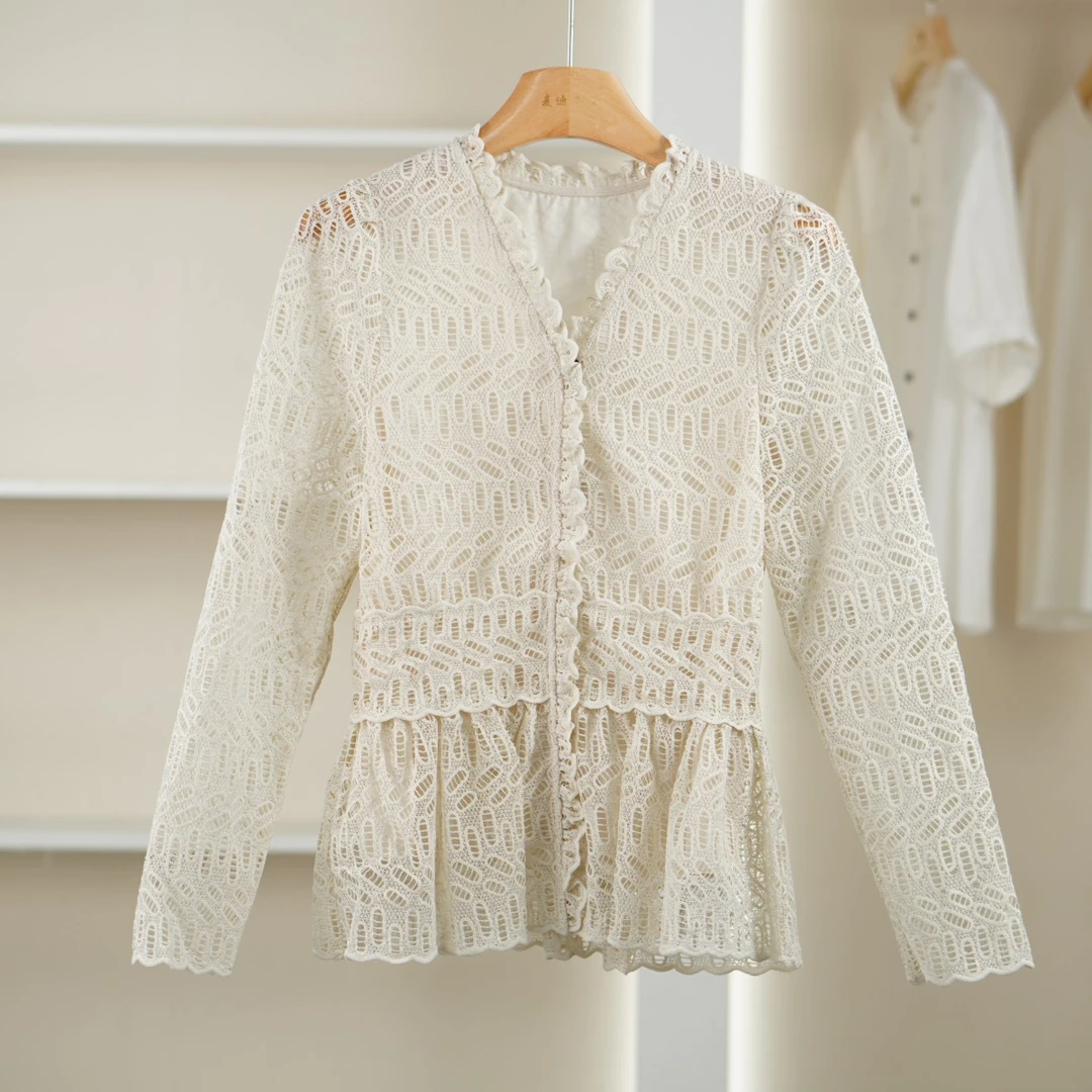 麦迪尚品【设计师】50610231 春季时尚蕾丝衬衫品牌撤柜女装