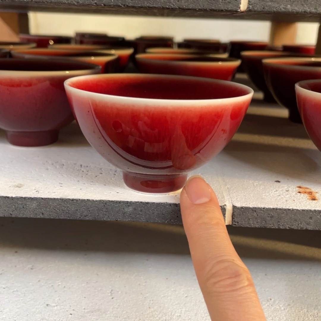 清欢雅玩原矿郎红福利鸡心杯