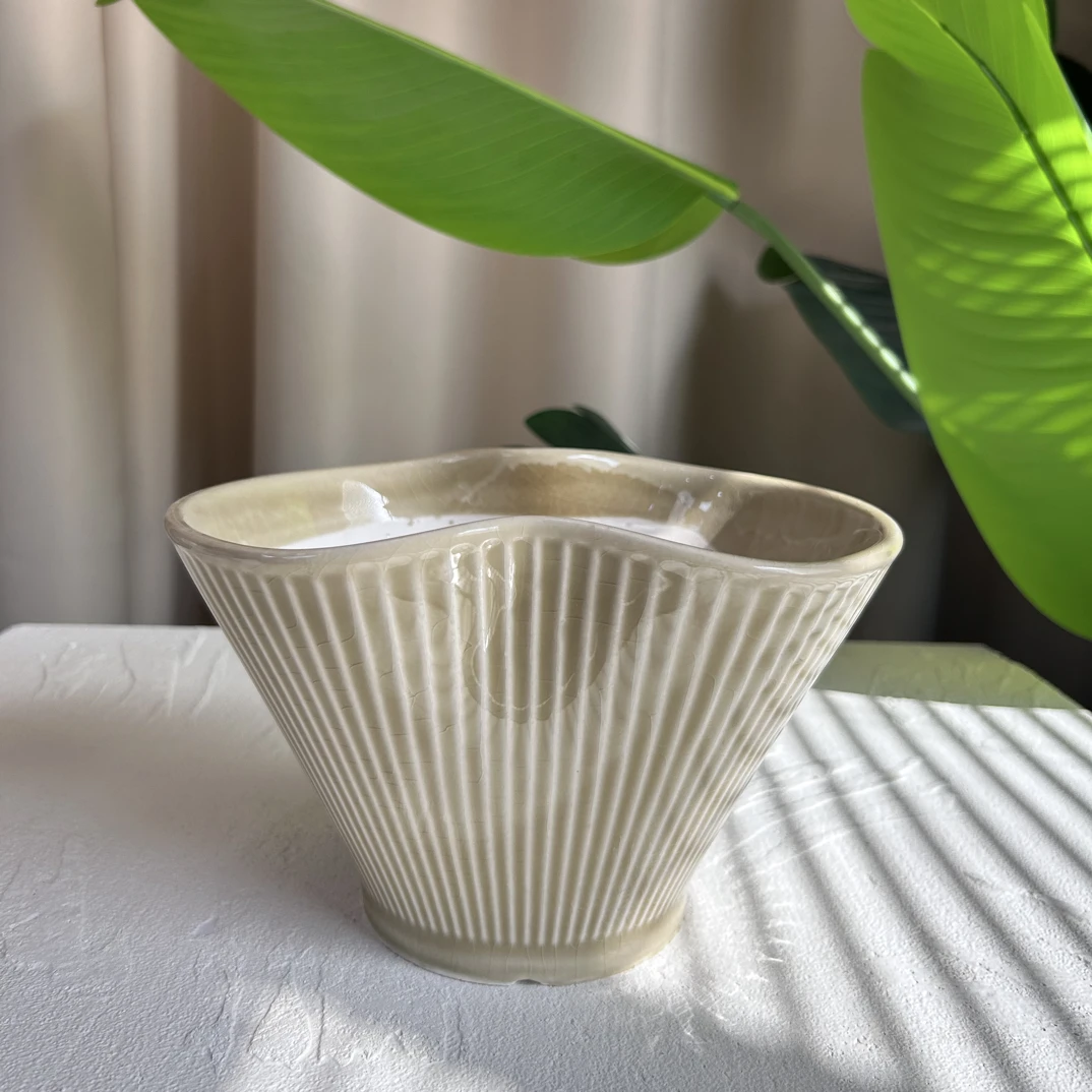 C258口22高15北欧风格扇形创意透气花盆适合蝴蝶兰等绿植花卉