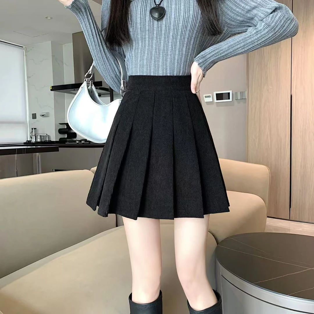 2  不规则半身裙冬季高腰显瘦呢料百褶裙