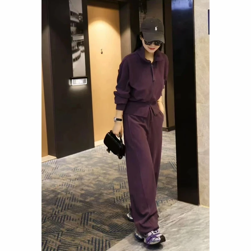 M1690气质百搭纯色上衣外套+裤子两件套衣长52裤长102 款号YS319