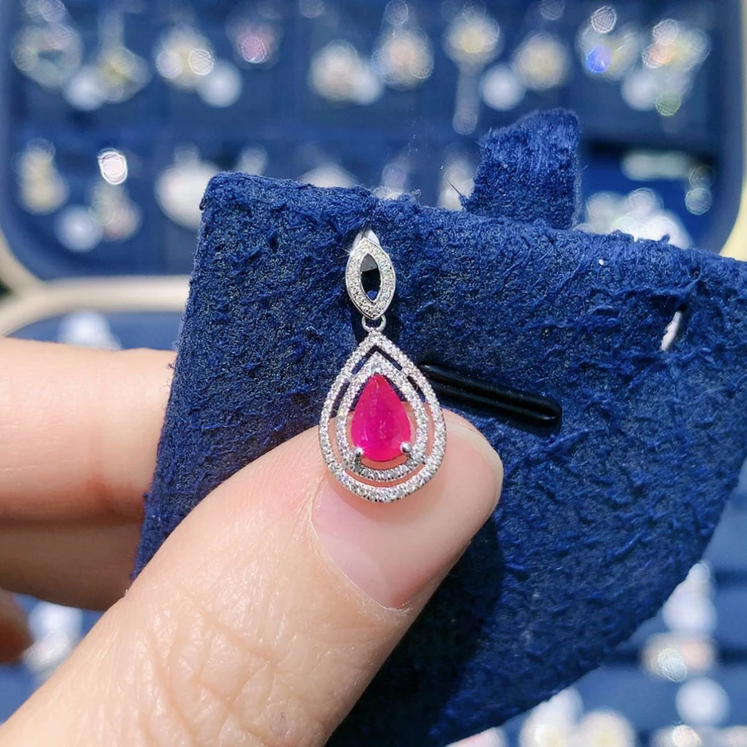 【闪购商品】吊坠(不含链)18K金镶嵌红宝石红宝石水滴吊坠