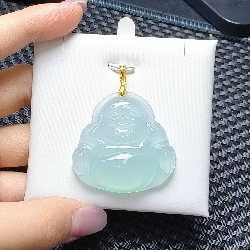 （聚宝严选）D074油系青蓝色冰佛公吊坠精致气质妈妈款时尚精美奇石