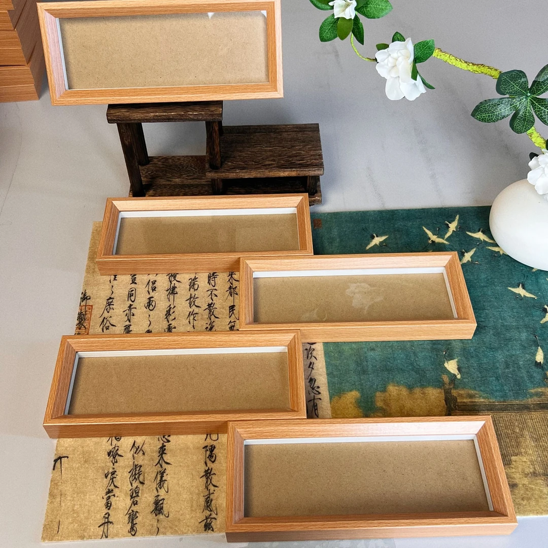 【四卡框】全新款双眼皮直角【原木色】四卡真玻璃相框拍一发五