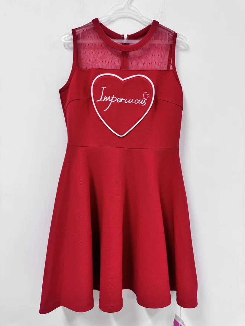 短裙连衣裙街头风常规套头刺绣高腰X型裙A字裙 0717