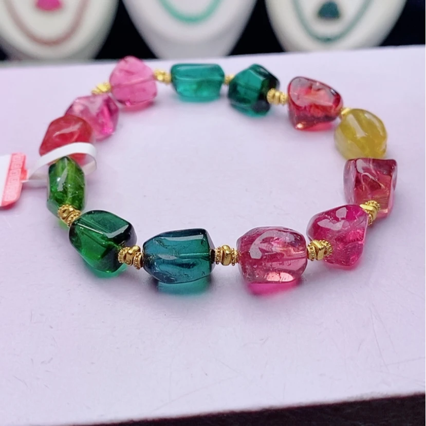 【闪购商品】碧玺手链18K金镶嵌碧玺手链