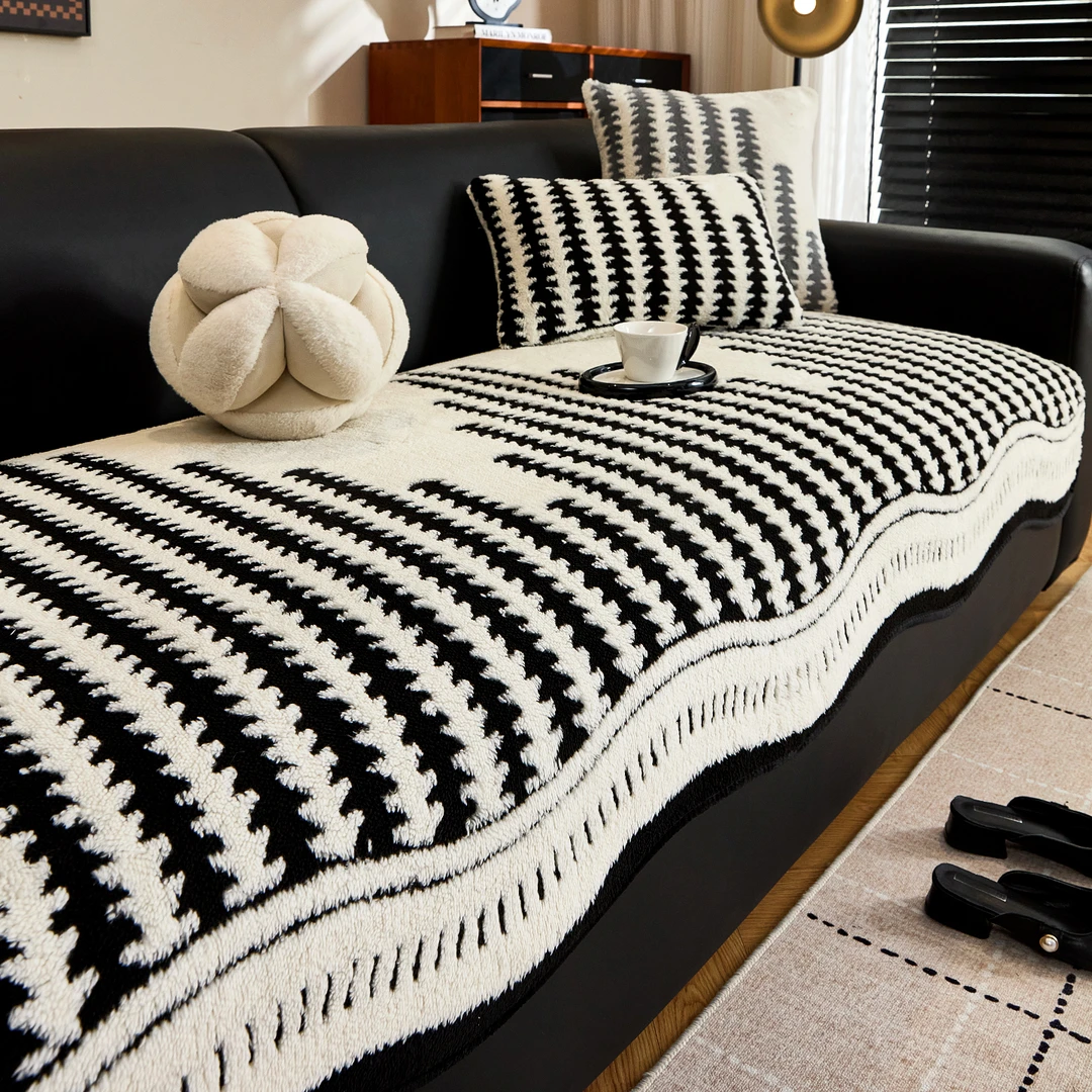 虹原风尚毛绒秋冬季加厚沙发垫2025新款轻奢高级感固定防滑盖布巾